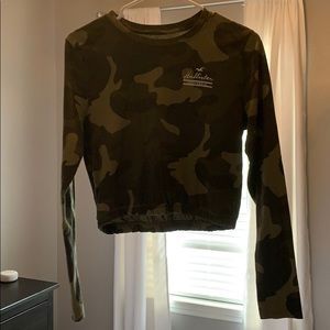 Army green cropped sweater